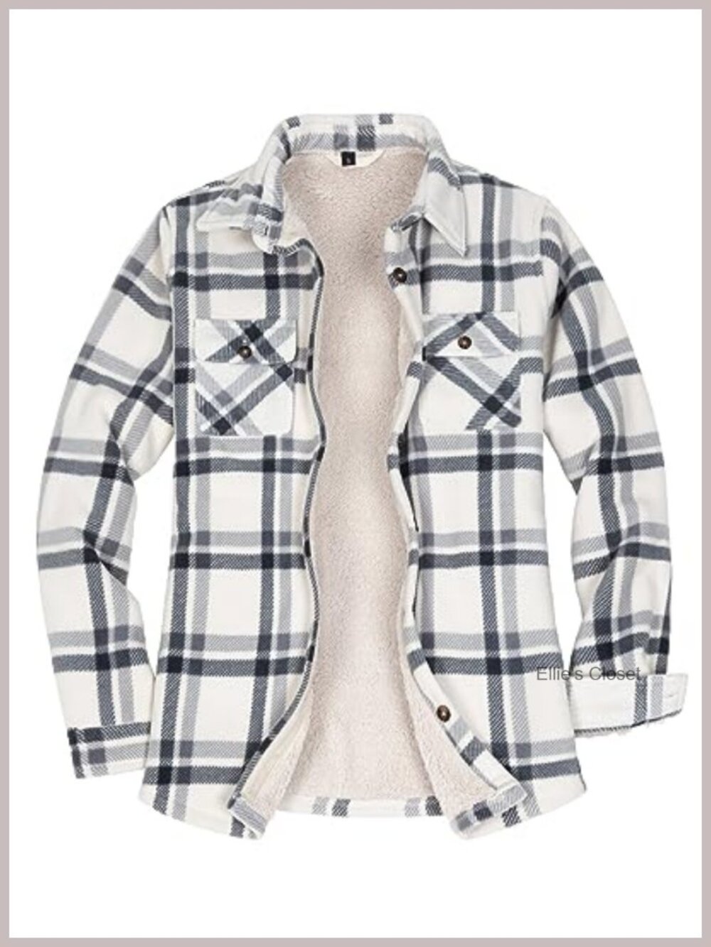 Women's Sherpa Fleece Lined Button Up Plaid Shacket Long Sleeve Flannel with